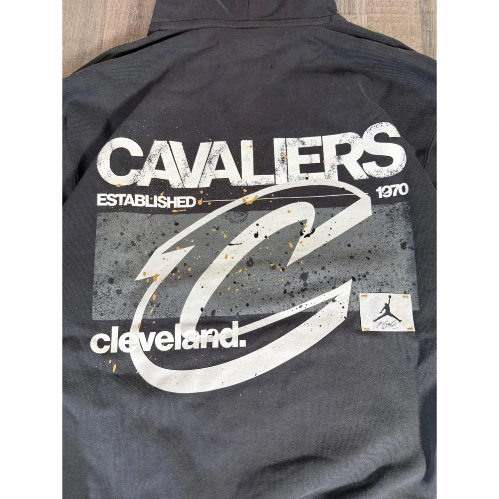 Jordan Cleveland Cavaliers NBA Hoodie Mens Medium Gray IQ0850-060 Oversized NEW